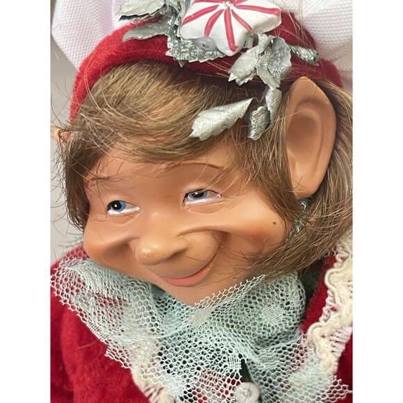 Christmas Cook Elf Shelf Sitter Ornament 16" Red Green Outfit Articulated Legs - Picture 2 of 10